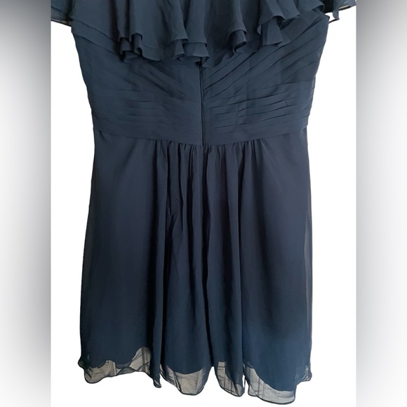 AZAZIE HADLEY A-Line Pleated Chiffon Knee-Length Dress Dark Navy custom size - Picture 10 of 15